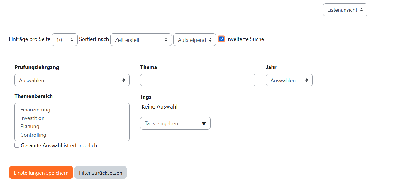 erweiterte Suche